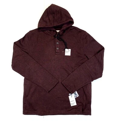 Suéter con capucha Henley de vellón Sonoma Supersoft para hombre - ciruela - L Foto 1 de 3