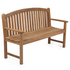 Ash & Ember Grade A Teak 60" Bow-Back Bench, Indoor Outdoor Solid Wood