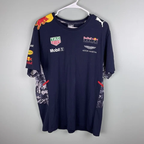 Red Bull Aston Martin Racing Team Formula One Puma Drivers Shirt XL Navy Blue Cover