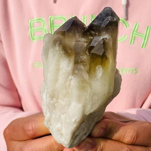 450 g natürlicher klarer rauchiger Citrin Quarz Kristall Cluster Mineral Probe Heilung - Bild 1 von 11