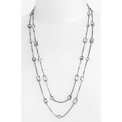 Collana Michael Kors Argento Cocktail Party Doppio Involucro Cristallo MK Logo MKJ2175