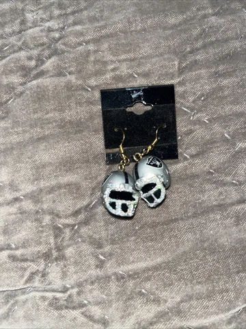 RAIDERS FOOTBALL EARRINGS NFL 3D HELMET TOUCHDOWN DANGLERS Glitter Cover