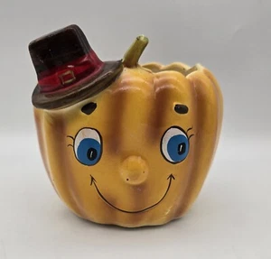 Vintage Relpo Anthropomorphic Pumpkin Planter ~ Kitchy - Picture 1 of 20