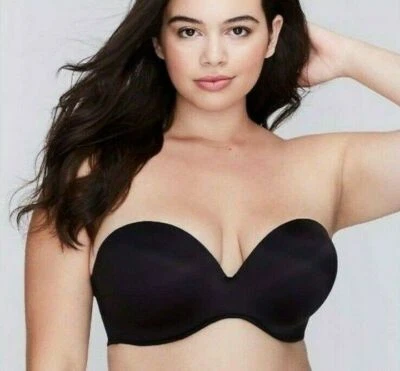 Lane Bryant Cacique Bra Multi Way Strapless Bare Solution 42D Black - Image 1 of 4