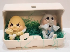 Vtg Easter Egg Sitters Anthropomorphic Easter In Ceramic Egg Carton - Picture 1 of 24