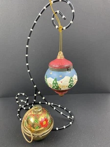Set Of 2 Vintage Trinket Christmas Ornaments - Picture 1 of 7