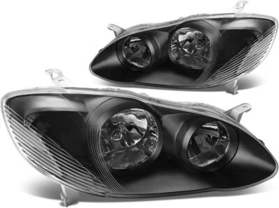 Par de faros de repuesto Focos Fondo Negro para Toyota Corolla 2003-2008 03-08 Foto 1 de 4
