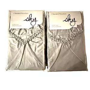Sky Lote De Dos Almohadas Estándar Algodón Gris Calado Chevron Nuevo Sellado - Imagen 1 de 10