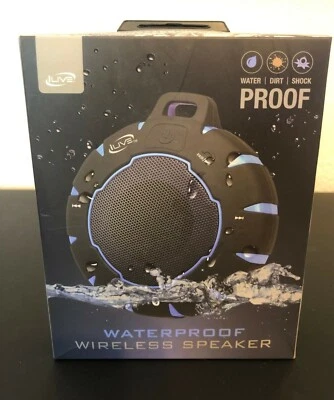 Ilive Waterproof Wireless Speaker Black/Blue w/ Detachable Carabiner Clip - Image 1 of 4