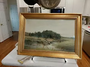 Landscape with Herd of Sheep in Pasture Signed LL. - Picture 1 of 4