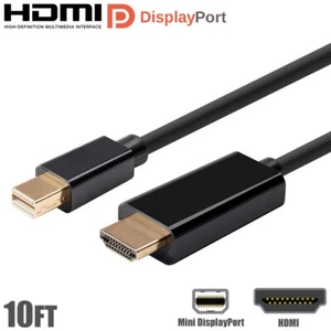 10FT Mini DisplayPort Male to HDMI Male Video Adapter Cable 1080p Mac MacBook - Picture 1 of 5