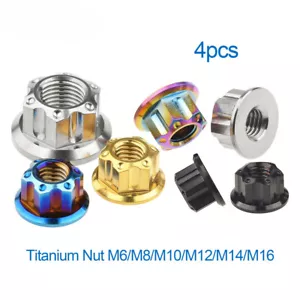 4pcs Titanium Nut M6 M8 M10 M12 M14 M16 Fancy Flange Ti Nuts For Bike Motoycycle - Picture 1 of 12