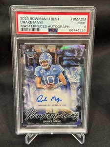 Drake Maye 2023 Bowman Best University #BMA-DM Masterpieces Auto #/75 PSA 9 Mint - Picture 1 of 2