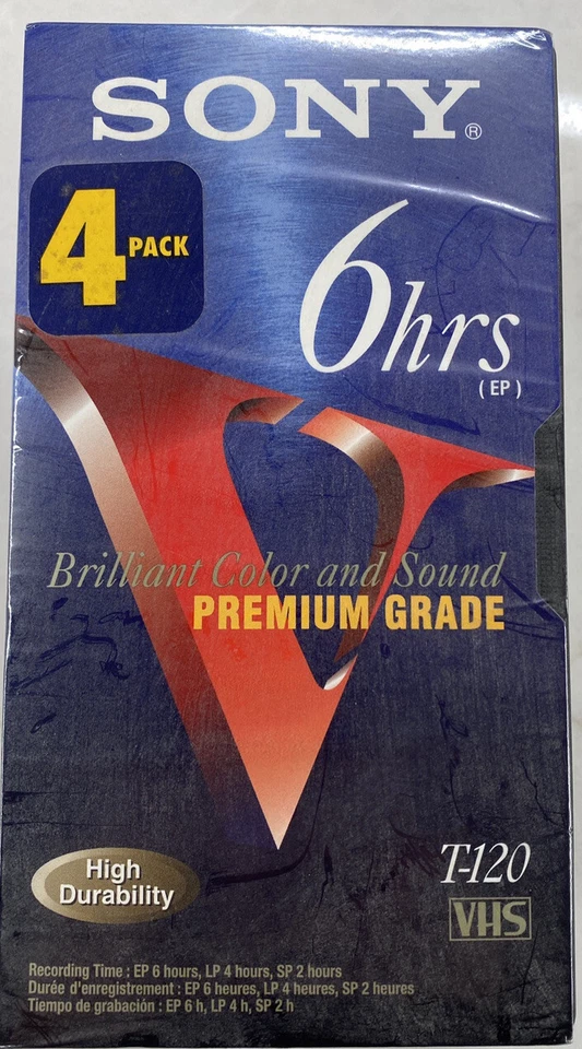 Sony Blank VHS Tapes T-120 246m Premium 6 Hours