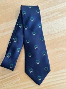 🎄 John Henry Navy Blue Christmas Wreath Necktie Holiday Tie 100% Silk USA Made - Picture 1 of 5