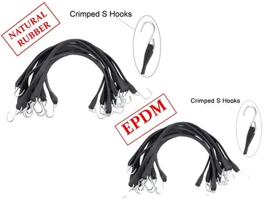 MYTEE PRODUCTS EPDM Or Natural Rubber Tarp Bungee Straps w/ Crimped Hooks
