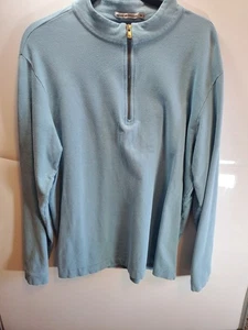 Maglione Peter Millar Mountainside lana merino 1/4 zip uomo XL blu chiaro - Foto 1 di 16