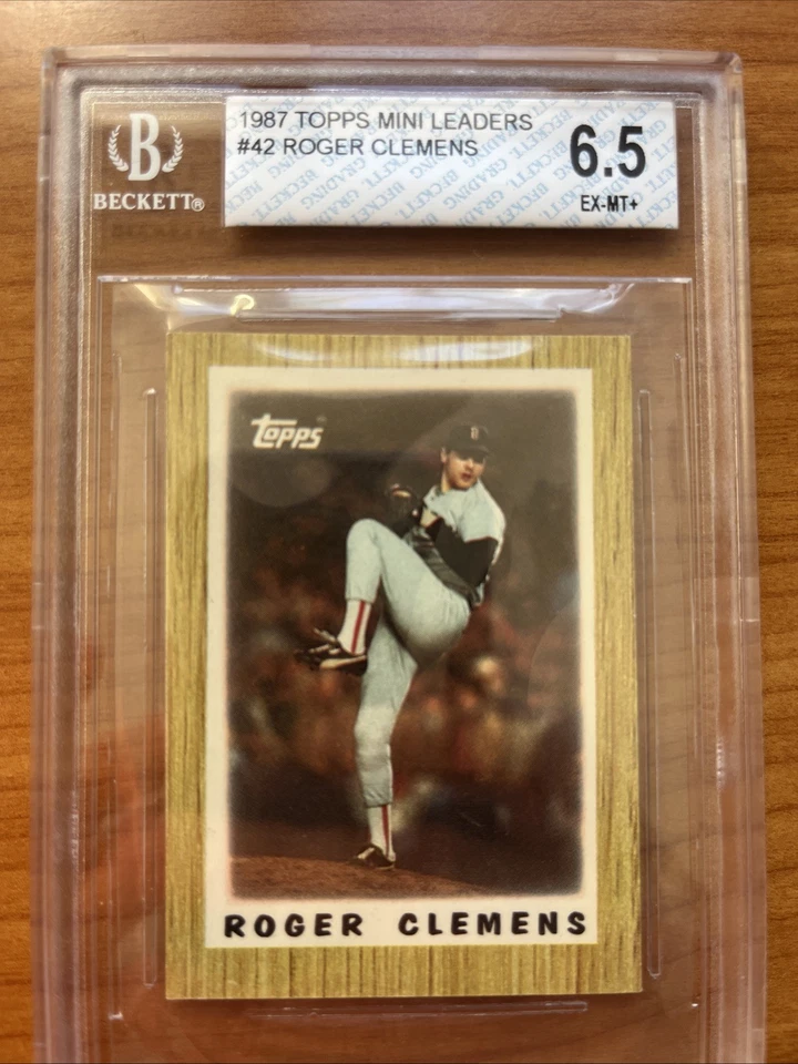 A BGS GRADED 6.5 RARE 1987 Topps League Leaders Minis - Roger Clemens #42 - Image 1 of 2
