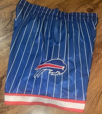Ropa del equipo Buffalo Bills NFL azul a rayas pantalones cortos para hombre XL Bills logotipo ¡BONITO! Foto 1 de 3