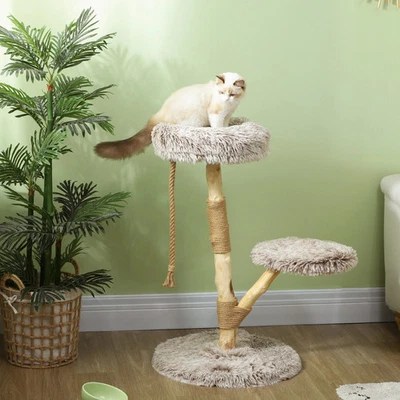 Torre de árbol para gatos PawHut de 35 pulgadas con rasguños de madera Foto 1 de 4