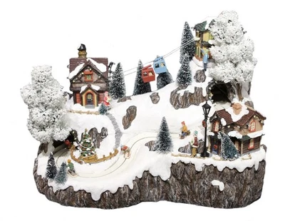 Winterszene Seilbahn & Skifahrer mit Beleuchtung und Musik - Bild 1 von 4