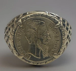 STUNNING Vintage 9ct 375 Mexican Gold Coin Ring SMALL Size K Fully Hallmarked - Picture 1 of 19