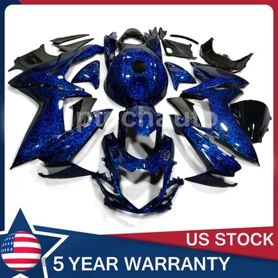 Carenagens de fibra de carbono forjadas azuis + tampa de tanque para Suzuki GSXR600/750 2011-2024 EUA - Imagem 1 de 4