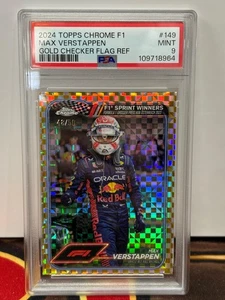 2024 Topps Chrome F1 Max Verstappen Gold Checker Flag Refractor/50 PSA 9 POP: 1 - Imagen 1 de 2