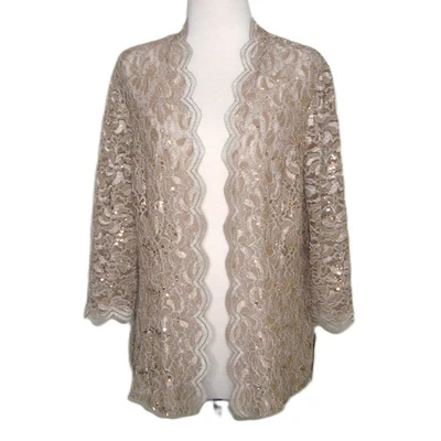 Nuevo con etiquetas Cárdigan Alex Evenings Frente Abierto Encaje Lentejuelas Ropa de Noche Talla 14 Foto 1 de 4