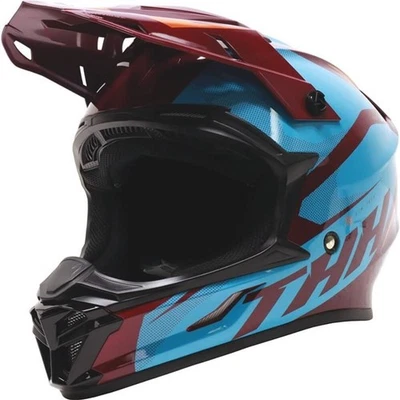 THH T710X Air Tech Youth Motorcycle Helmet | Maroon/Light Blue | DOT ; ECE 22-05 Foto 1 de 4