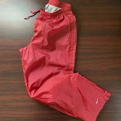 Vintage Y2K Nike Pants Nylon Red Lined Track Windbreaker Size Large - Image 1 of 4