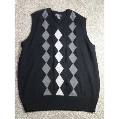 Chaleco Suéter Dockers Para Hombre Cuello en V Negro Argyle Patrón Diamante Talla L Tejido Suave Foto 1 de 4