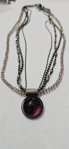 Vintage Jacqueline Singh Paris vier Strang Halsband Halskette mit lila Cabachon. RU - Bild 1 von 11