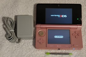Nintendo 3DS Pink Handheld Console System w/ Charger, Stylus Tested!