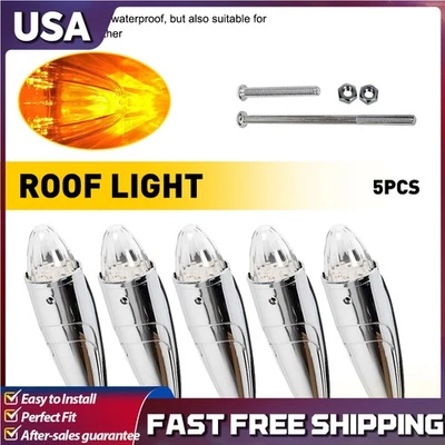 5x Luz de techo marcadora de cabina transparente/ámbar torpedo cromado para Kenworth17 Peterbilt LED Foto 1 de 4