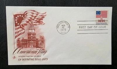 US FDC # 1625 American Flag 13c 1975. - Image 1 of 4