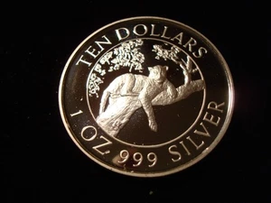 ZIMBABWE 10 Dollars 1996 Silver 1 oz .999 FS Proof Leopard in a tree 5000 minted - Picture 1 of 2