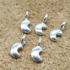 5 Thai Karen Hill Tribe Silver Tiny Crescent Moon Charms for Bracelet Necklace - Picture 1 of 5
