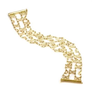 Gucci 18k Yellow Gold 4 Strand G Logo Chain Link Wide Bracelet 6.5"L - Picture 1 of 4