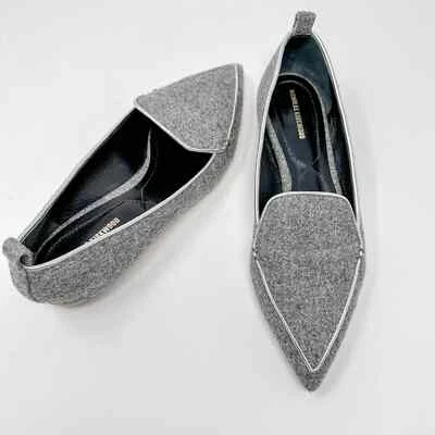 Mocasines planos Nicholas Kirkwood Beya de lana gris punta EU 39 US 9 Foto 1 de 4