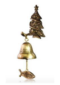 CHRISTMAS TREE CASTING DOOR BELL_ BRONZE CASTING WIND CHIMES _HANGING BELL  - Picture 1 of 8