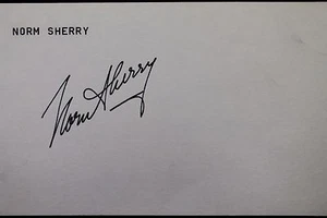 Norm Sherry Dodgers Mets Autographed 3x5 Signed Index Card JSA 17D - Picture 1 of 4