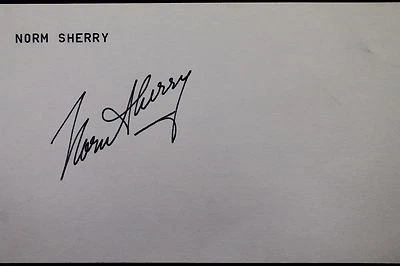 Norm Sherry Dodgers Mets Autographed 3x5 Signed Index Card JSA 17D - Image 1 of 4