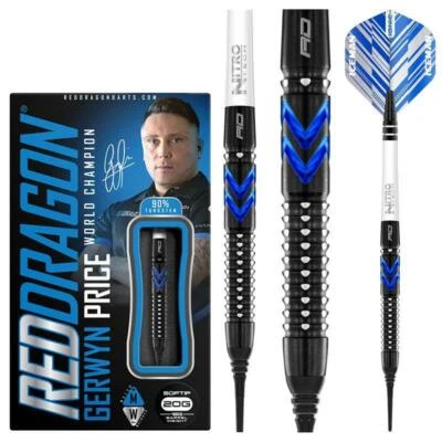 REDDRAGON RED DRAGON GERWYN PRICE SE BLUE ICE 90% TUNGSTEN 20 GRAM SOFT TIP DARTS 2257