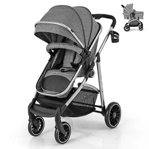2 in 1 Convertible Baby Stroller High Landscape Infant Stroller Grey - Picture 1 of 6