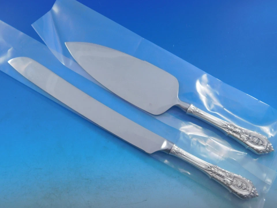 Juego de pastel de boda Rose Point de Wallace de plata esterlina servidor 2 piezas HHWS personalizado Foto 1 de 4