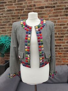 Moschino Cheap & Chic Vintage Jacket Size UK10 Cropped Check Wool Button Trim
