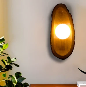 Wall Mount Lamp Beside Wall Sconce, Walnut Brass Wall Sconce -mid century Lights - Picture 1 of 6