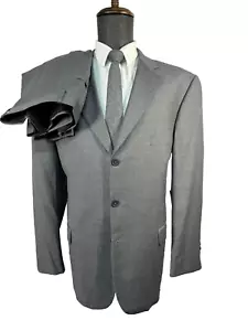 STRUCTURE Mens Gray Wool CLASSIC FIT Flat Front 2 Pc Suit 46R Jacket 43x30 Pant - Picture 1 of 12