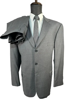 STRUCTURE Mens Gray Wool CLASSIC FIT Flat Front 2 Pc Suit 46R Jacket 43x30 Pant - Image 1 of 4